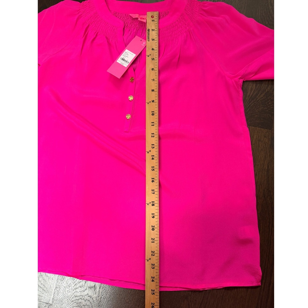 NWT Lilly Pulitzer Elsa Top 100%Silk Pink Silk Smocked Blouse Womens S ret$178 - Picture 6 of 7